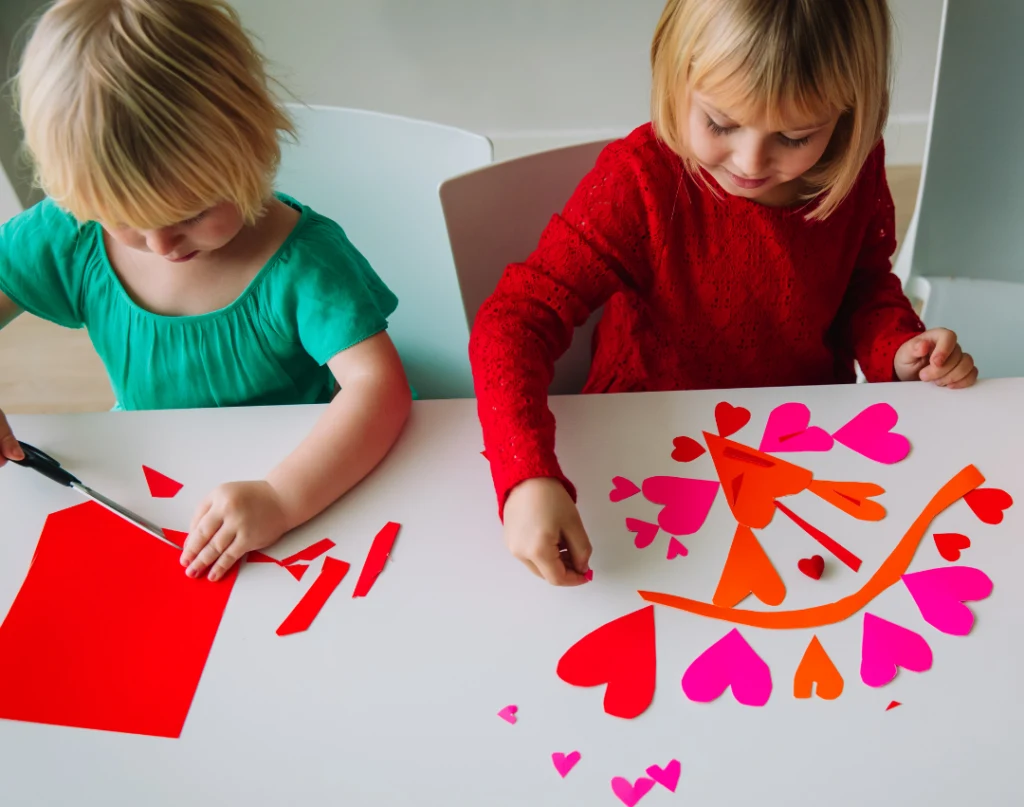 Kids Making Valentine's Day Crafts