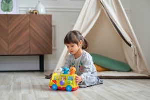 Learn Noises with Toy Cars Young Girl Playing with Toy Car