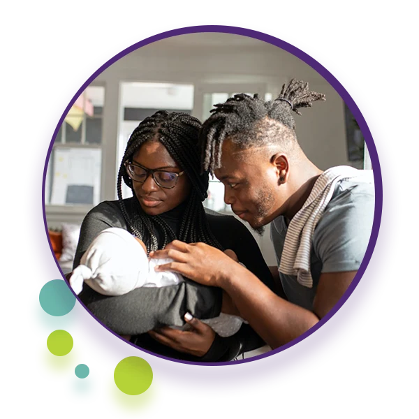 Parents holding child- Image for Lactation Consulting Page for Communication Clubhouse Therapy