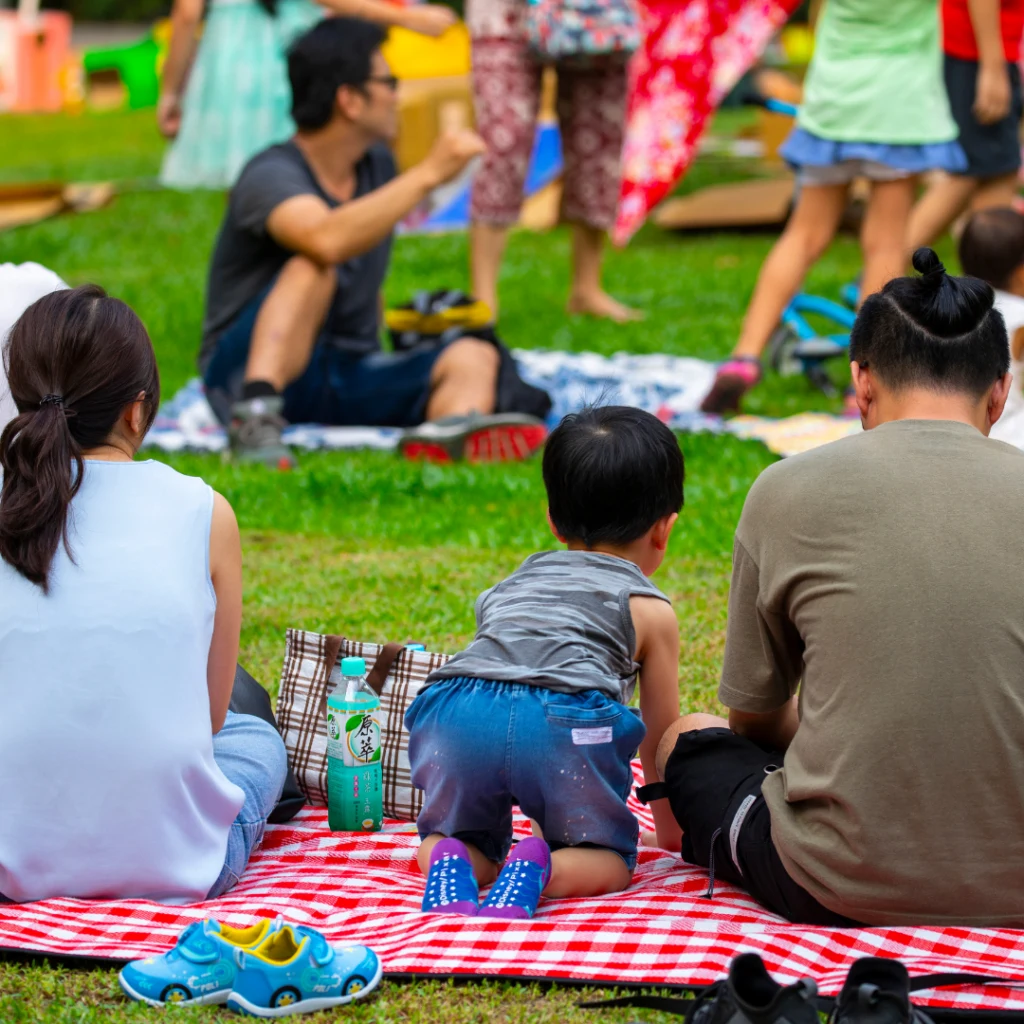 Families at an outdoor picnic
