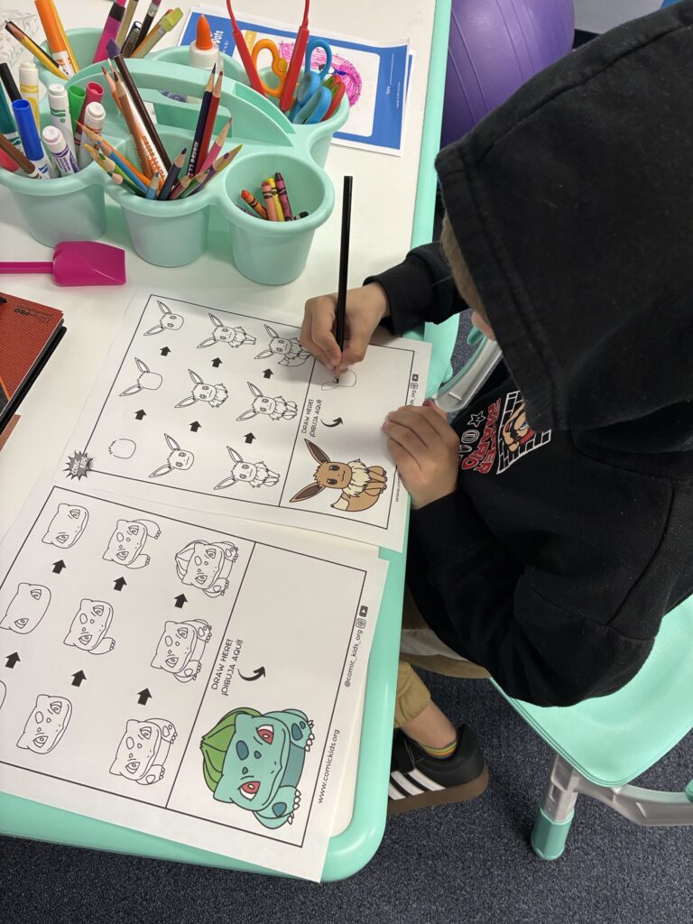 Child working on a worksheet